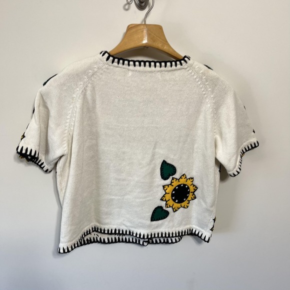 Vintage Michael Simon Sunflower Cardigan Sweater Womens M Cottage Cute Boho 90s - Picture 4 of 5